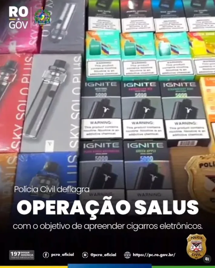 Polícia Civil deflagra Operação “Salus” e apreende cigarros eletrônicos em Nova Brasilândia do Oeste