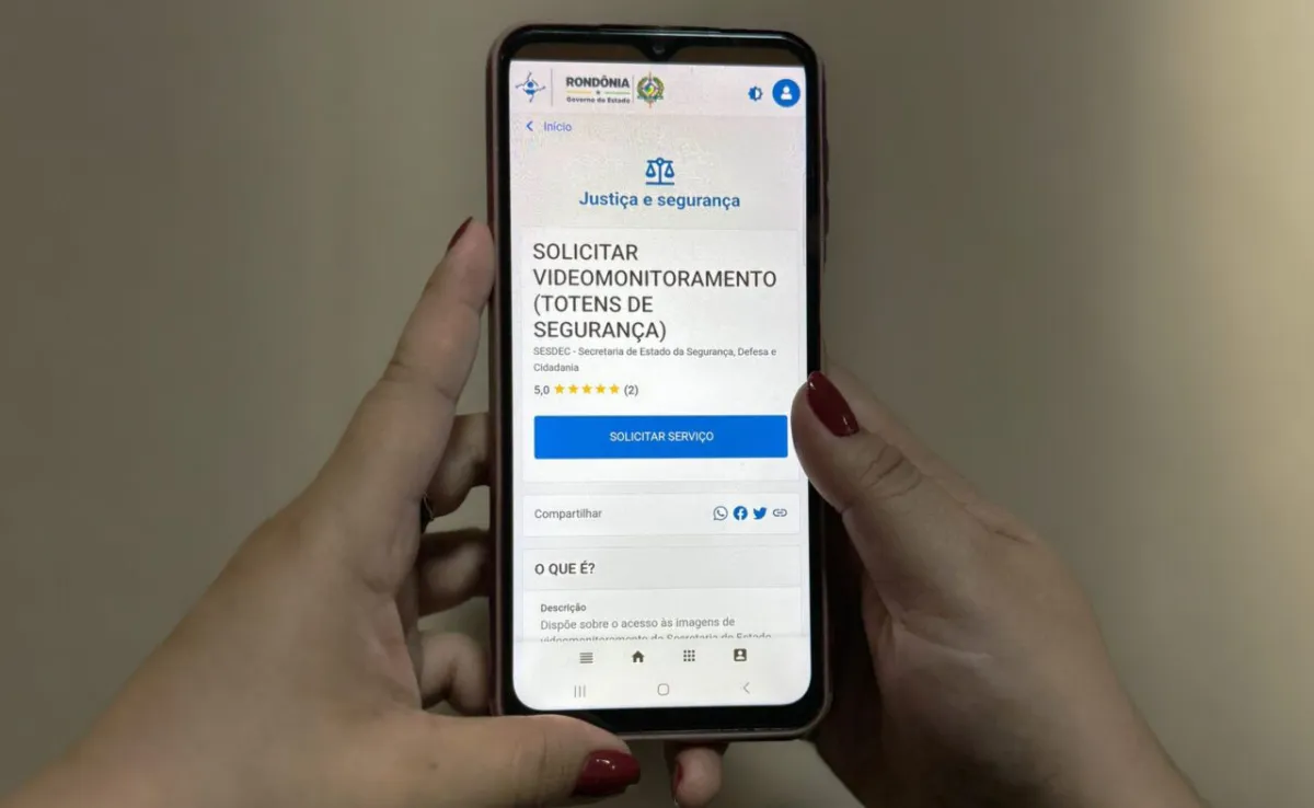 Governo de RO disponibiliza, no Portal do Cidadão, serviço de solicitação de videomonitoramento dos totens de segurança