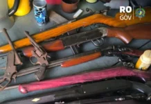 Diversas armas são apreendidas durante mandado de Medida Protetiva da Lei Maria da Penha em Cacoal