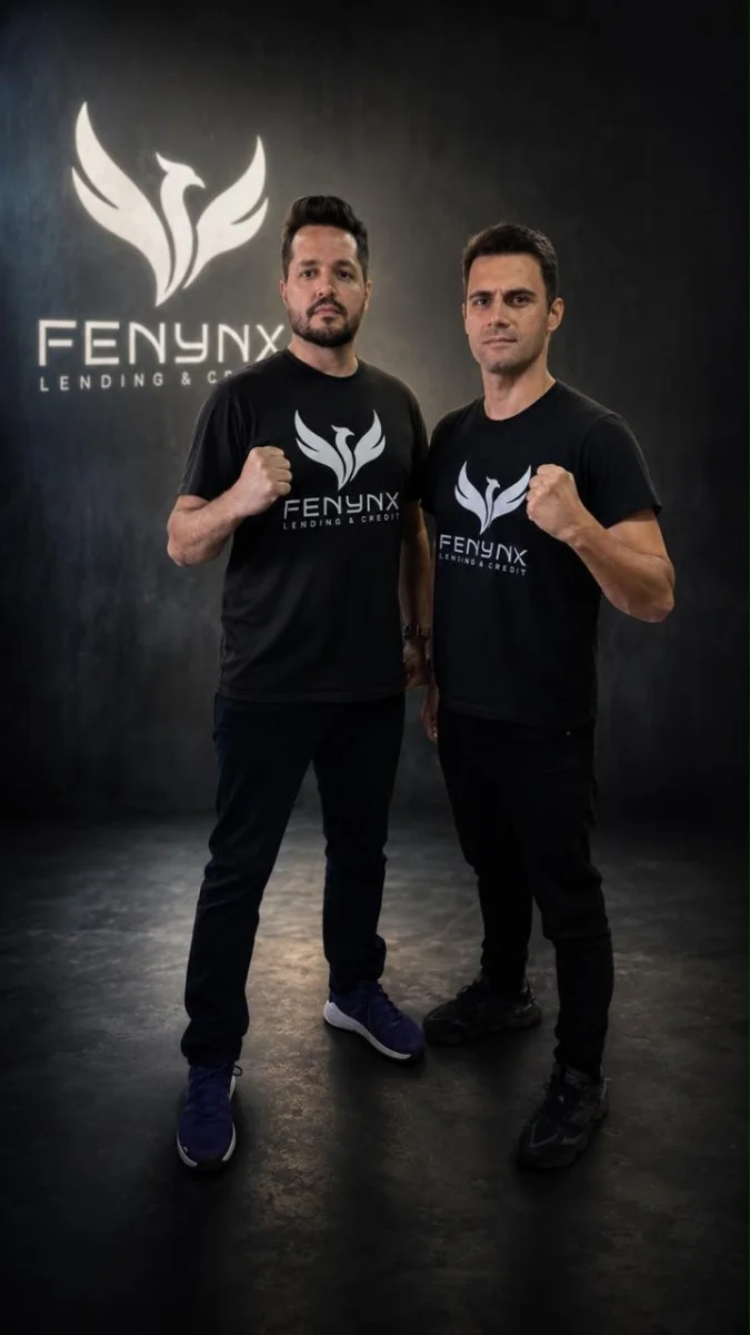 Lucas Montanini, CEO da Fenynx, e o atleta Leonardo de Deus